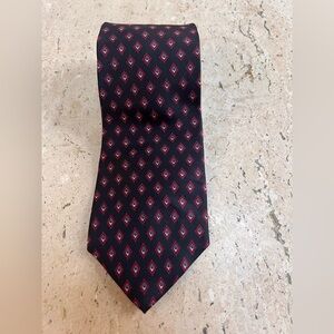 Bert Pulitzer 100% Silk Made in USA Black and Red Geometric Print Men’s Tie